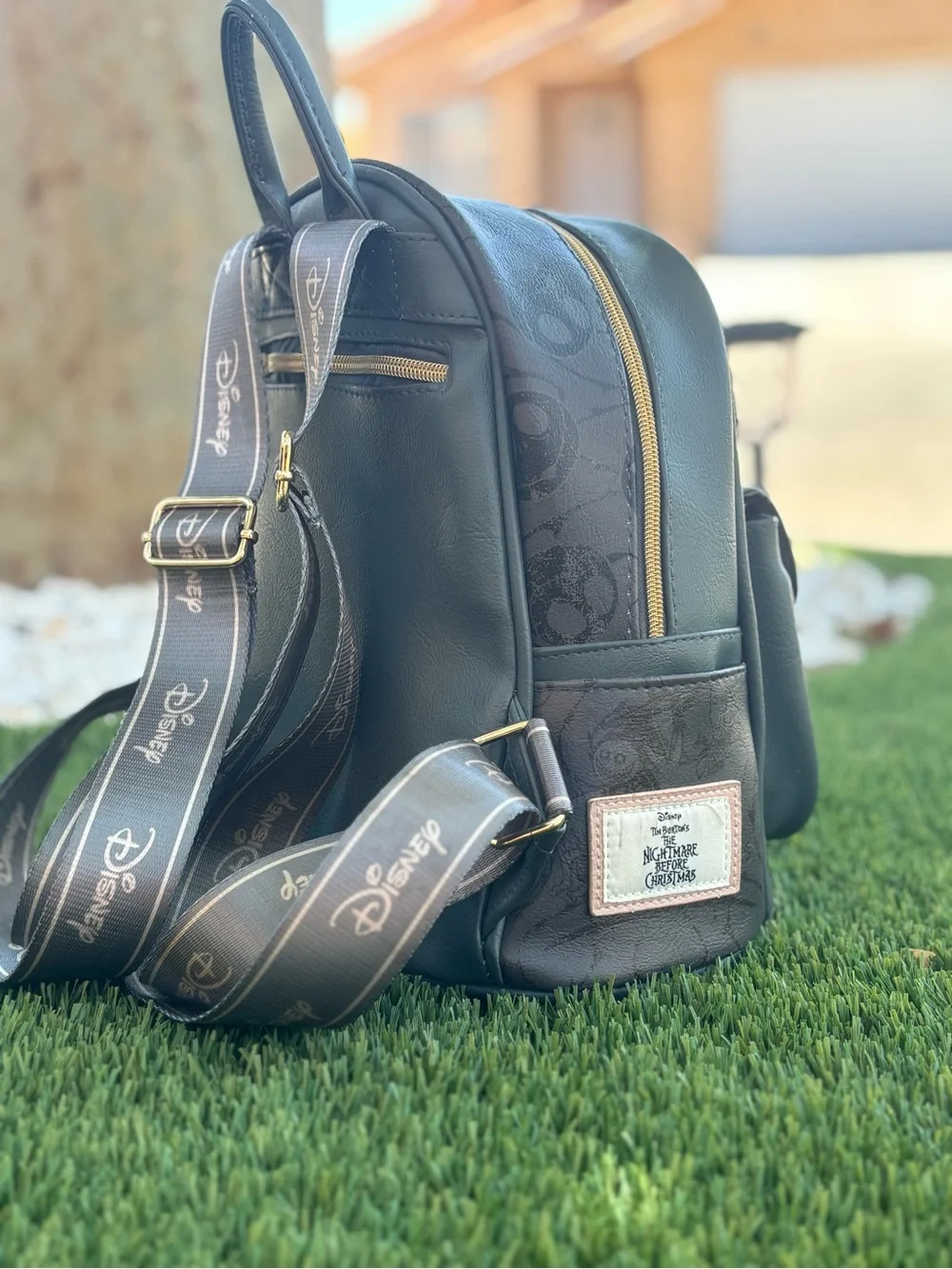 Disney Black The Nightmare Before Christmas Mini Backpack with Sally & Jack Art